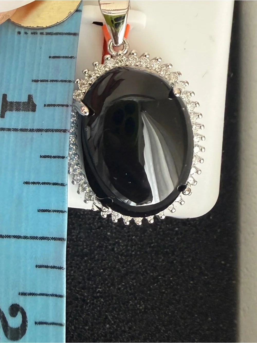 Black Onyx Moissanite Halo Pendant 925 Sterling Silver 0.80 CTW New